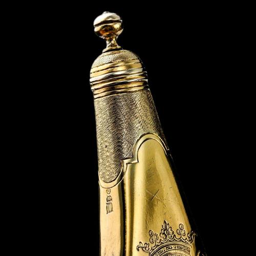 Antique Silver Gilt Scent Flask with Coronet Engraving, 1690s For Sale - Image 12 of 18