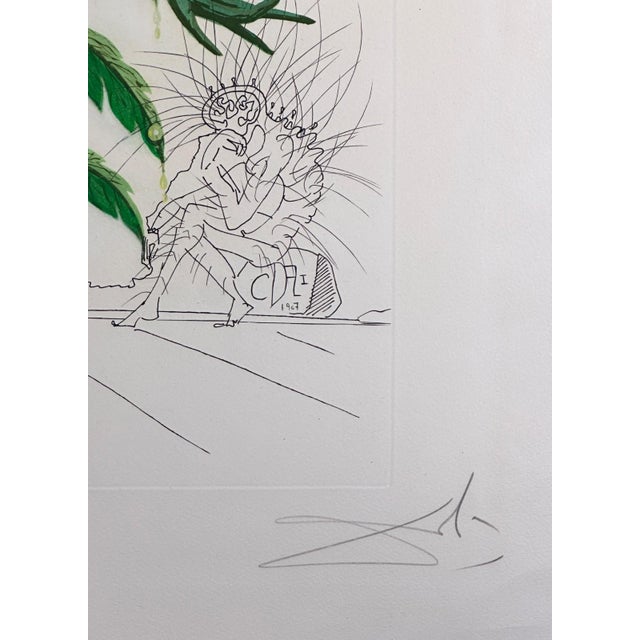 Surrealism 1960s Dali Flora Dalinae Viola Cogitans/Self Portrait Pansy H/S Etching Surreal Rare For Sale - Image 3 of 4