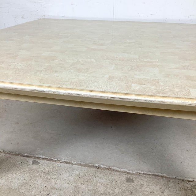 Late 20th Century 1980s Lane Postmodern Faux Parchment Coffee Table With Sculptural Cylinder Legs For Sale - Image 5 of 18