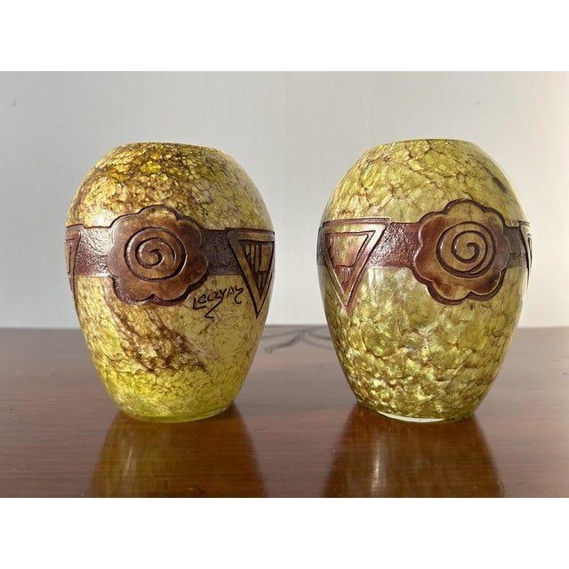 Art Deco Glass Vases by Legras, 1920s, Set of 2 For Sale - Image 3 of 15