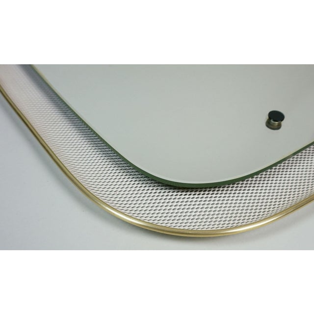 Mid-Century Modern Wall Mirror with Wire Mesh Frame and Brass, 1950s For Sale - Image 4 of 11