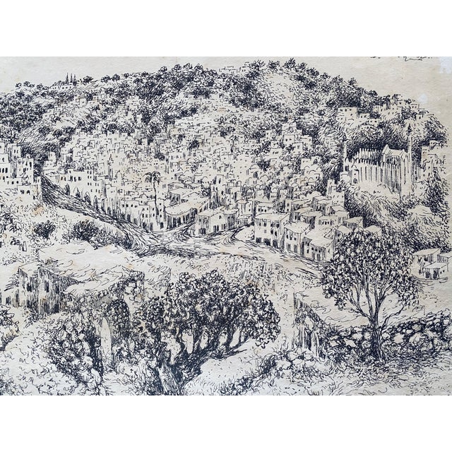 Baruch Nachshon, Hebron, 1969 Israeli Judaica Mixed Media Lithograph, 1969 For Sale - Image 4 of 8