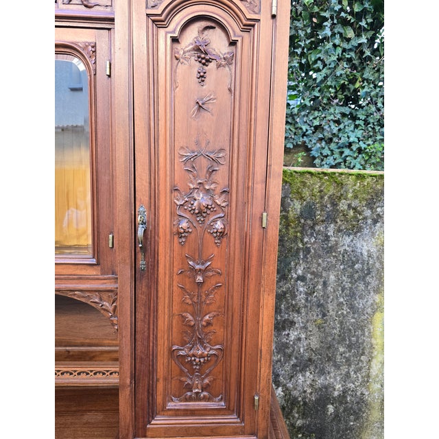 Brown Antique Art Nouveau French Walnut Buffet Cabinet, 1900s For Sale - Image 8 of 18
