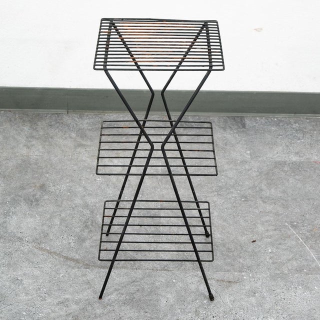 Mid Century Modern Plant Stand Metal Wrought Iron Vintage Outdoor Indoor 3 Tier For Sale In Sacramento - Image 6 of 12