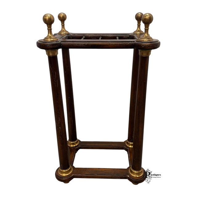 Vintage Edwardian Style Umbrella Stand featuring High Quality Construction, Distressed Dark Stained Hardwood Frame &...