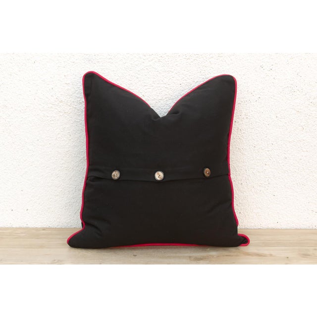 1960s Vana Black Dotted Ahir Handloom Pillow For Sale - Image 5 of 6