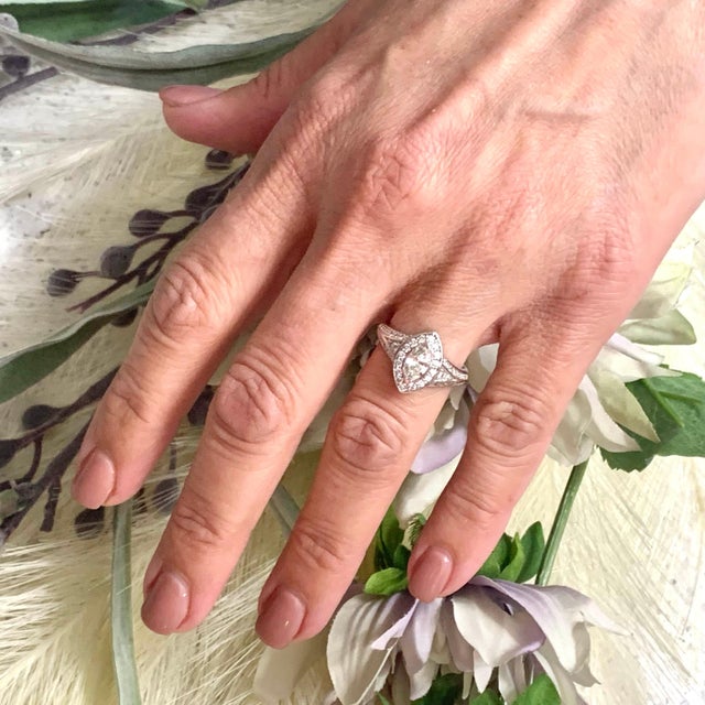 Diamond Ring 14k White Gold 0.45 TCW 4.88g Certified, Size 6.5 For Sale - Image 11 of 13