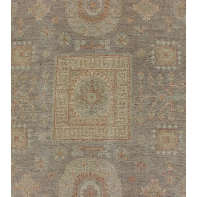 Textile Fine Khotan Design Rug With Samarkand Design in Muted Tones For Sale - Image 7 of 12