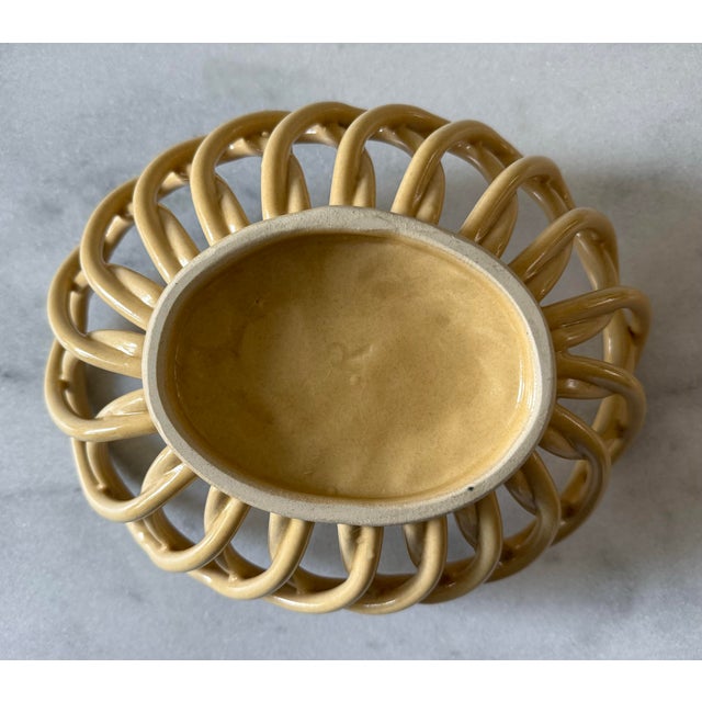 Ceramic Vintage Ceramic Lattice Basket Bowl For Sale - Image 7 of 8
