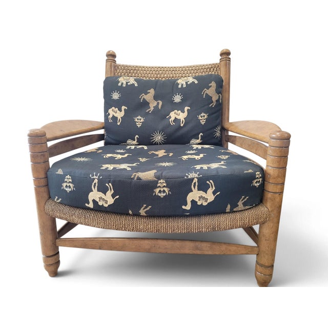 Camel Maitland-Smith British Colonial Cane Lounge Chair & Ottoman, C. 1990 For Sale - Image 8 of 16