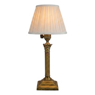 Vintage Patinated Brass Desk Lamp, 1950s For Sale