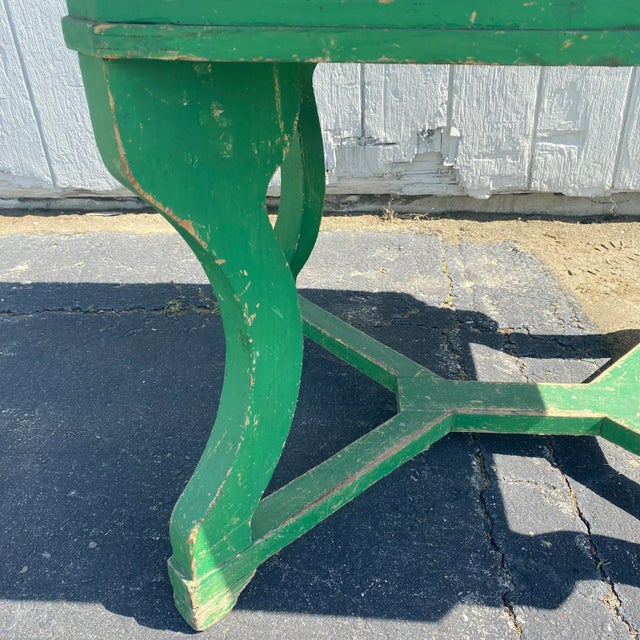 Kelly Green Painted French Farmhouse Extension Dining Table For Sale In Portland, ME - Image 6 of 13