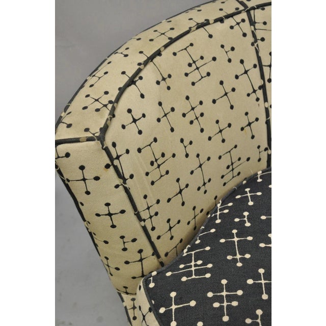 Wood Mid 20th Century Vintage Mid Century Modern Round Upholstered Oversized Club Lounge Chairs - Pair For Sale - Image 7 of 12