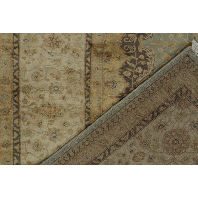 Textile Rug & Kilim’s Mohtasham Style Rug in Blue With Gold Medallion and Beige Florals For Sale - Image 7 of 7