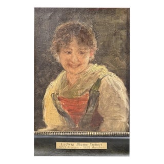 Ludwig Siebert Blume, Young Girl in Traditional Costume, Oil Painting on Canvas, Framed For Sale