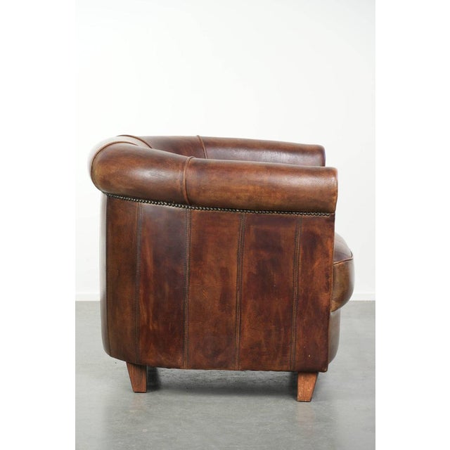 Vintage Sheepskin Club Armchair For Sale - Image 3 of 13