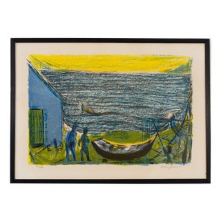Else Jensen, Danish Coastal Fishermen and Boats 209/275, 1960s, Lithograph For Sale