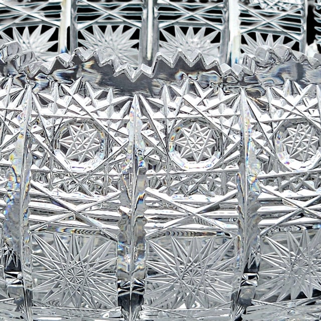 Mid 20th Century Bohemian Queen Anne’s Lace Cut Crystal Footed Bowl, 24% Lead Glass, Sawtooth Rim For Sale - Image 9 of 16