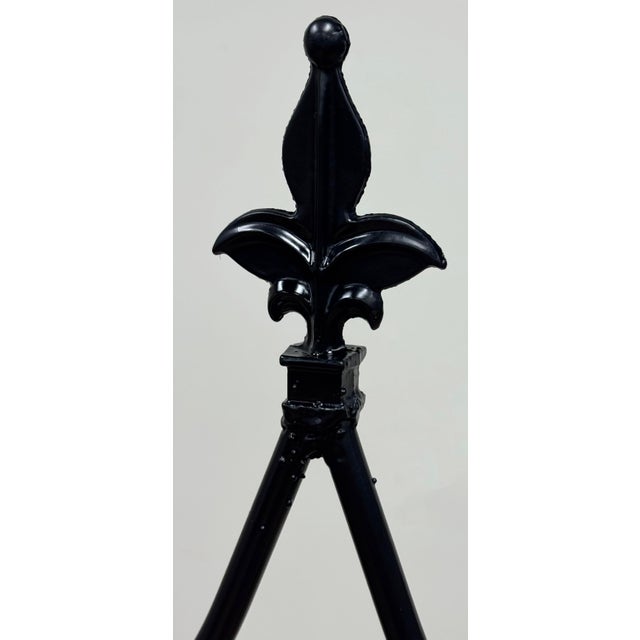 Black Substantial Vintage Wrought Iron Gothic Revival Cathedral Chairs, a Pair For Sale - Image 8 of 15
