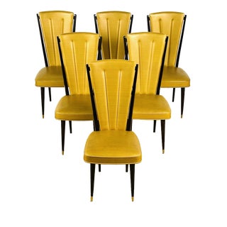 French Art Deco Dining Chairs, 1940, Set of 6 For Sale