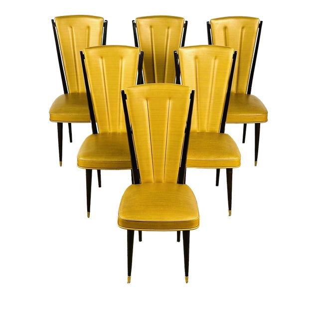 French Art Deco Dining Chairs, 1940, Set of 6 For Sale