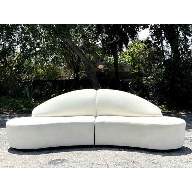 Vintage Contemporary Custom Built Biomorphic Boucle Sofa For Sale - Image 9 of 10