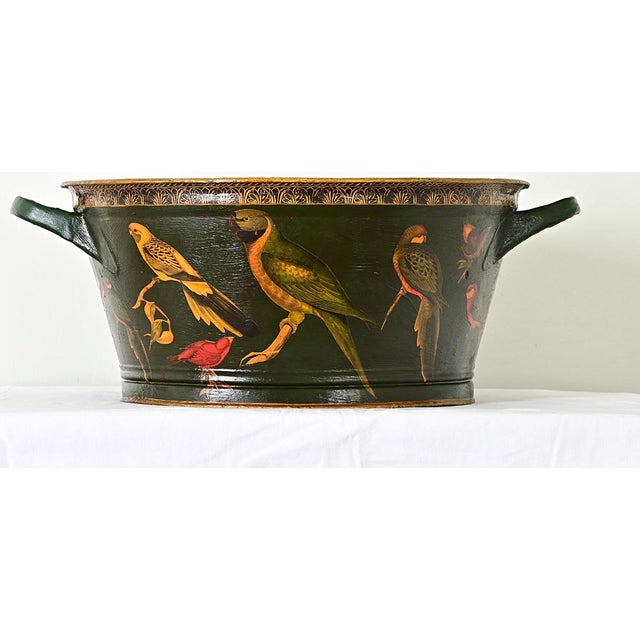 Vintage English Tole Bucket With Bird Decoupage For Sale In Baton Rouge - Image 6 of 8