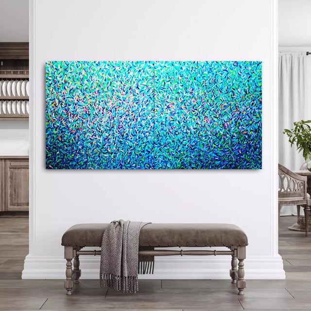 Artist Andrei Sitsko "City Park Xix" Modern Original Painting - Set of 2 For Sale - Image 9 of 9