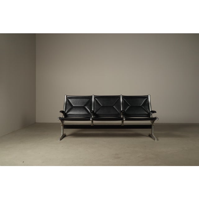 Early production three-seat Tandem Sling bench, designed by Charles and Ray Eames in 1962. Originally developed as a...