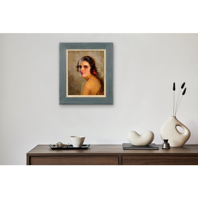 Edouard Bisson, The Afterglow, Oil on Board, 1910, Framed For Sale - Image 11 of 18