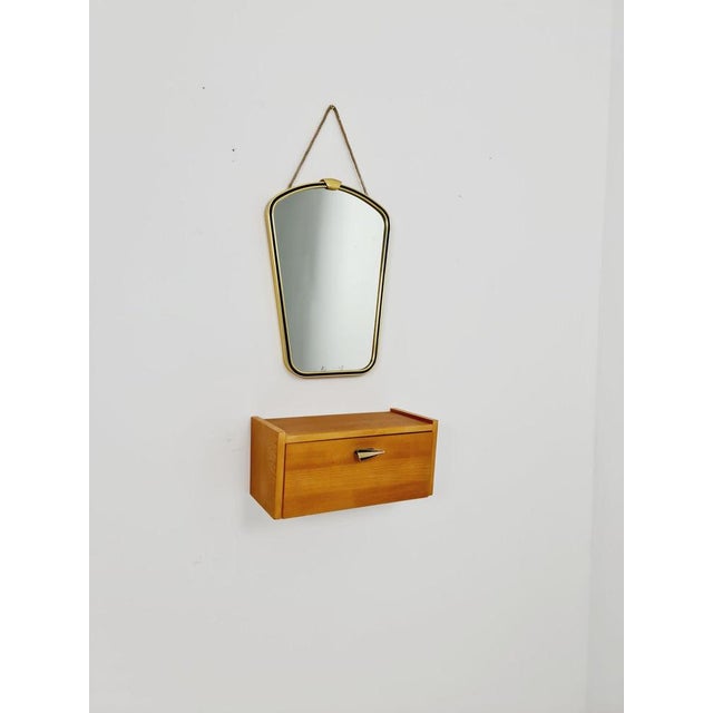 Mid-Century Asymmetric German Brass Kidney Wall Mirror, 1960s For Sale - Image 10 of 10