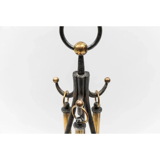 Black Hand Forged Iron and Brass Tripod Stand with Fireplace Tools, Austria, 1950s, Set of 4 For Sale - Image 8 of 12