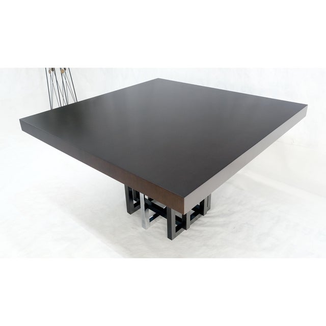 Bronzed & Chrome Base Ebonized Mahogany Square Top Conference Dining Table For Sale - Image 12 of 12