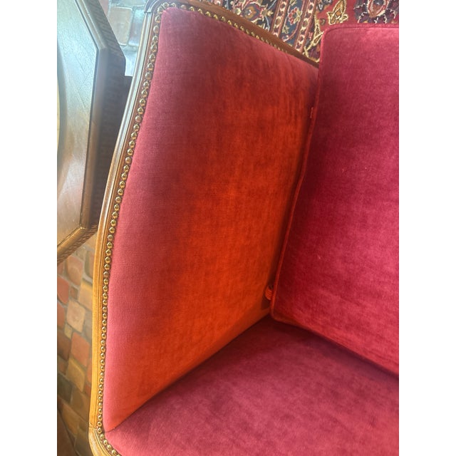 Vintage Red Velvet Sofa For Sale - Image 14 of 18