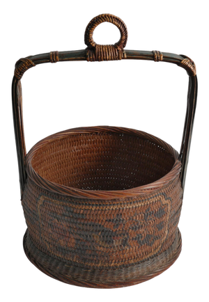 Early 20th Century Chinese Betrothal or Wedding Basket with Peony and Bird Motif