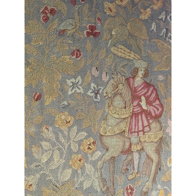 Vintage Medieval Revival Figural Woven Tapestry in Ornate Gilt Frame For Sale - Image 10 of 13