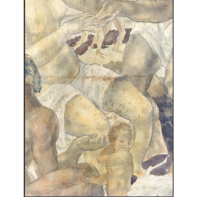 Traditional Michael Sarisky (1906–1974) Signed Bacchanal Watercolor & Pencil Painting For Sale - Image 3 of 5