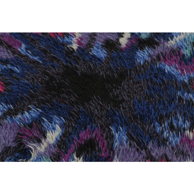 1960s Vintage Swedish Rya Rug With Blue and Purple Abstract Pattern - Rug & Kilim For Sale - Image 5 of 9