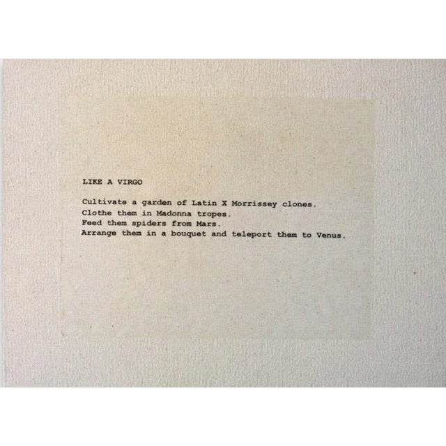 "Like a Virgo" Contemporary Word Art Monoprint For Sale