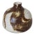 Wabi Sabi Studio Pottery Sculptural Rounded Bud Vase With Strokes of Mottled Brown & Ivory Drip Glaze For Sale