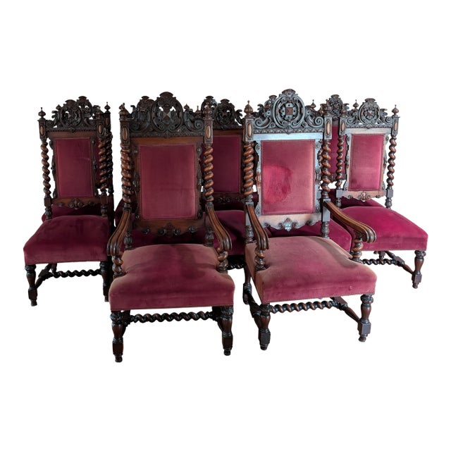 Early 1900s Set of 6 Renaissance Dining Chairs For Sale