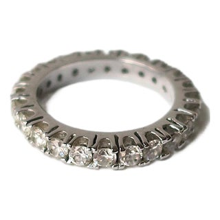 Eternity Band Faux Diamond 18Kt White Gold-Filled Setting For Sale