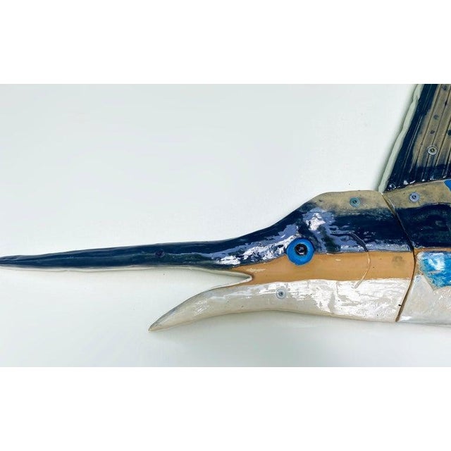 Unique Glazed Ceramic Sailfish Wall Sculpture by Florida Artist Rexx Fisher 1/1 For Sale - Image 4 of 6