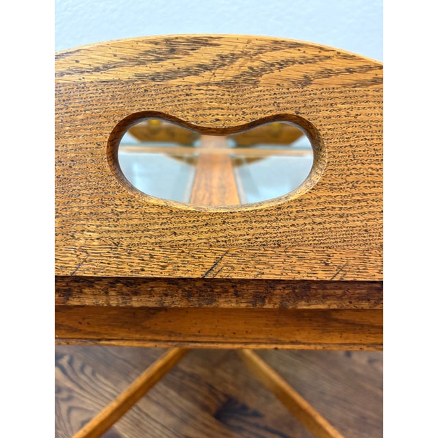 Mid 20th Century Attributed to Thomasville American Oak Expandable Gatefold Coffee Table With Glass Top For Sale In Denver - Image 6 of 12