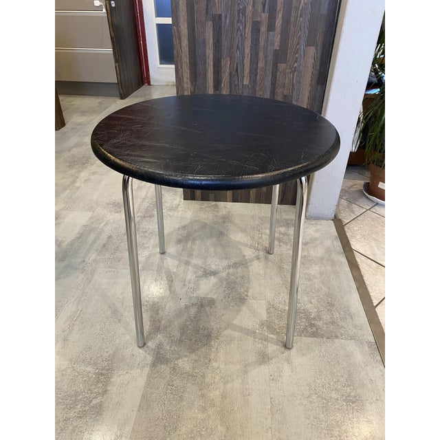 Vintage Bauhaus Style Chrome and Black Imitation Leather Side Table, 1970s For Sale - Image 17 of 18