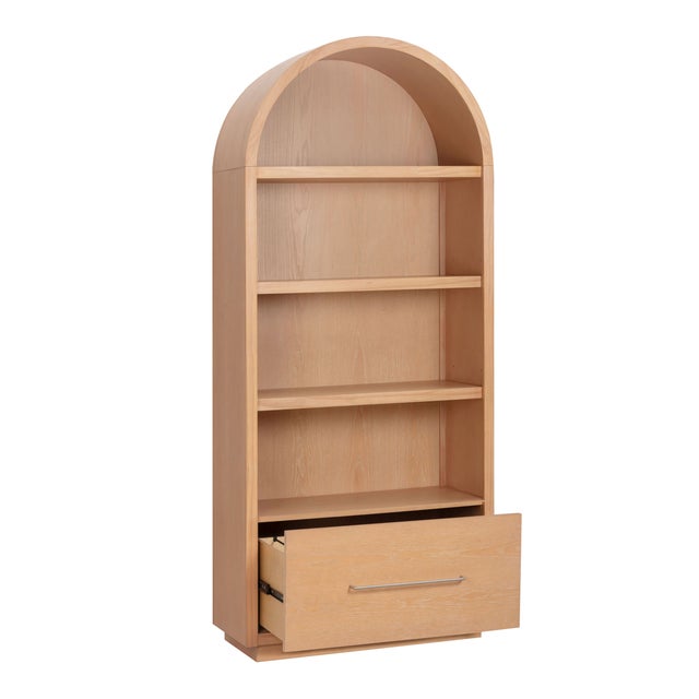 2020s Marlow Natural Wood Bookcase with File Drawer For Sale - Image 5 of 9