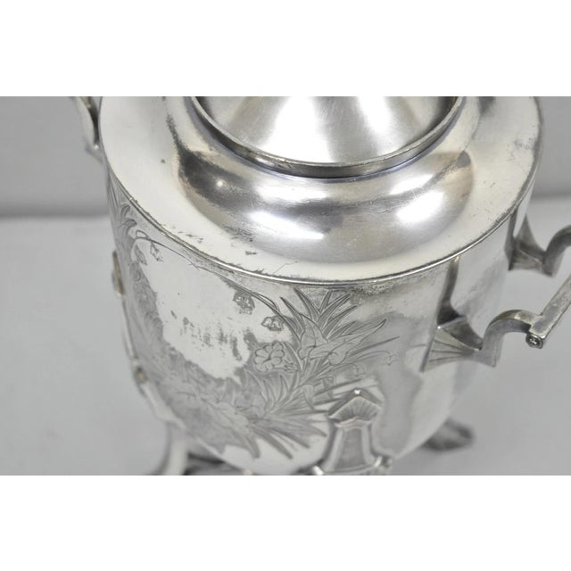 Antique Victorian Silver Plated Floral Engraved Coffee Samovar by Lucius Hart For Sale - Image 9 of 18