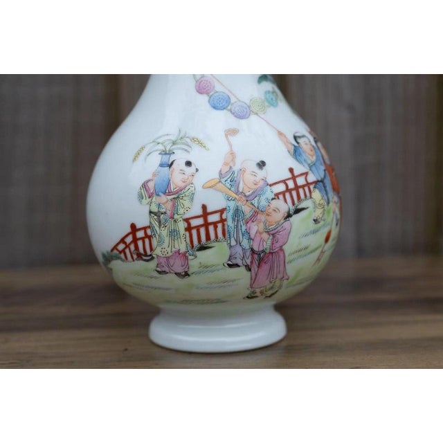 Chinese Famille Rose Figural Porcelain Vase, 1950s For Sale - Image 13 of 18