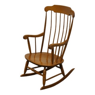 Nichols & Stone Solid Hard Rock Maple Colonial Early American Windsor Rocking Chair For Sale