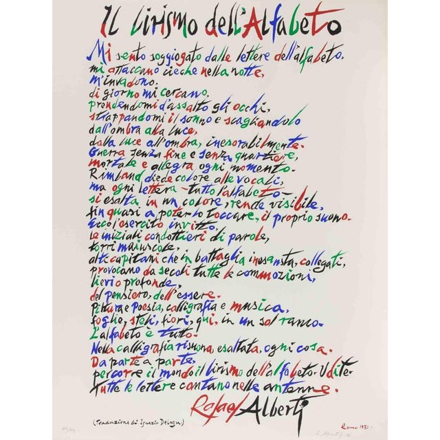 Rafael Alberti, The Lyricism of Alphabet, 1972, Lithograph For Sale - Image 4 of 4